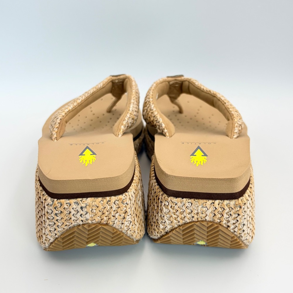 Volatile Neville Wedge Sandals Woven Raffia Platform Flip Flop Sz 8 Boho Summer - Picture 10 of 14